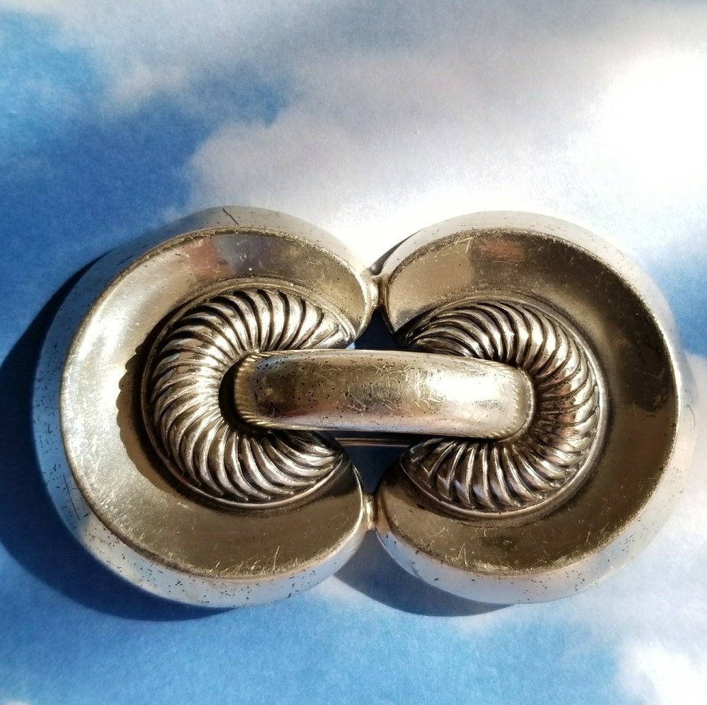 Big Vintage Monet Sterling Silver brooch modernist large 925 industrial